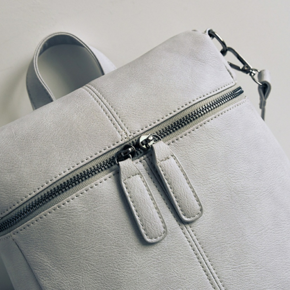 Gray Vegan Leather Backpack - Picture 7 of 8
